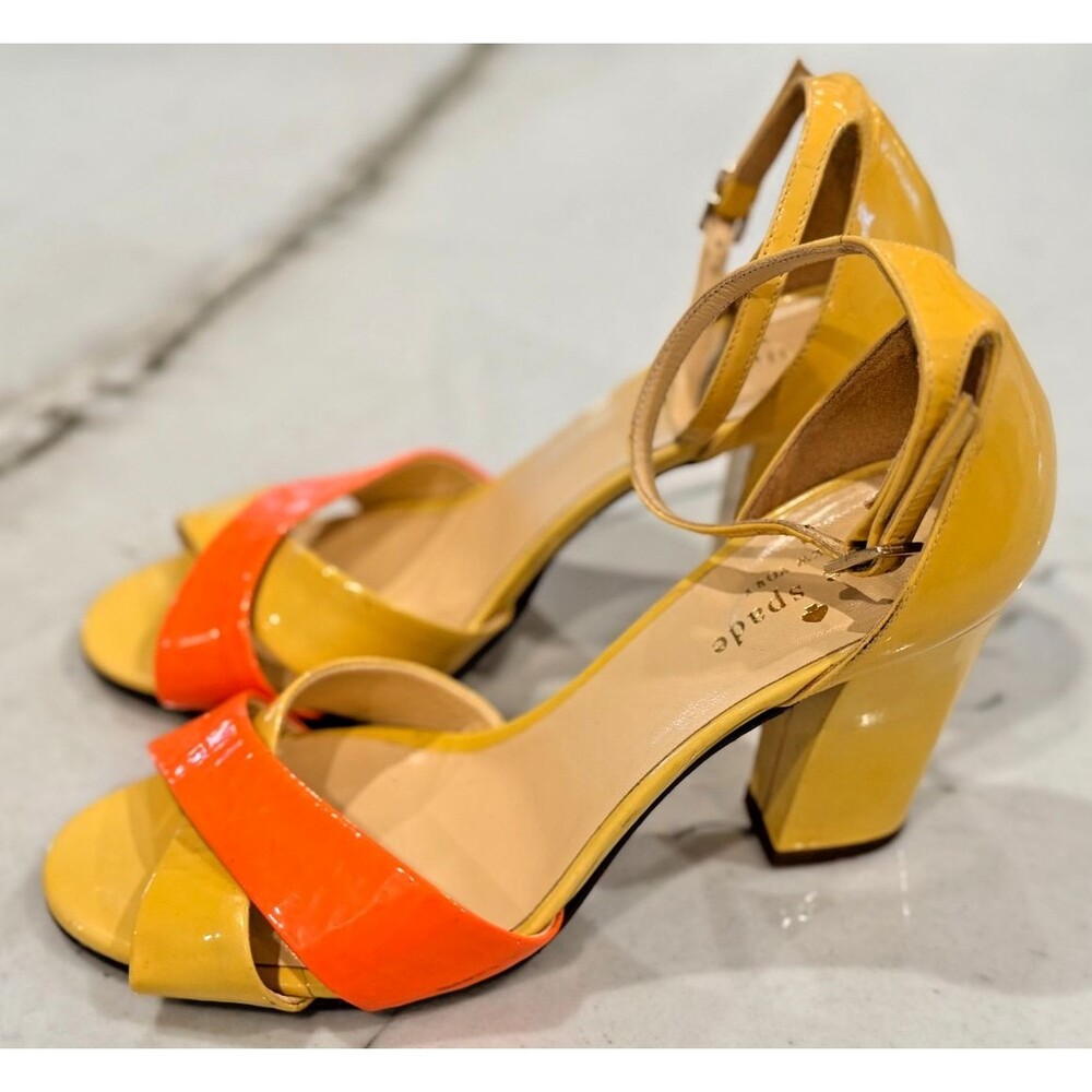 Kate Spade Isabel Sandal Yellow & Orange Patent Leather Summern Sandals  SZ6